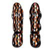 Black White And Orange Harlequin Print Pattern Muay Thai Shin Guards-grizzshop