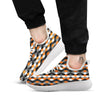 Black White And Orange Harlequin Print Pattern White Athletic Shoes-grizzshop