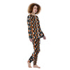 Black White And Orange Harlequin Print Pattern Women's Pajamas-grizzshop