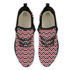 Black White And Red Chevron Print Pattern Black Athletic Shoes-grizzshop