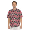 Black White And Red Chevron Print Pattern Men's Short Sleeve Shirts-grizzshop