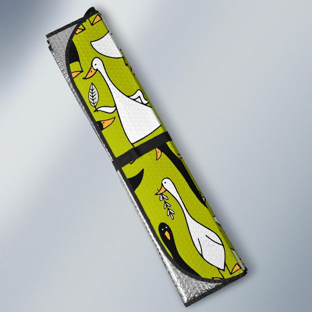 Black White Duck Mallard Pattern Prin Car Sun Shade-grizzshop