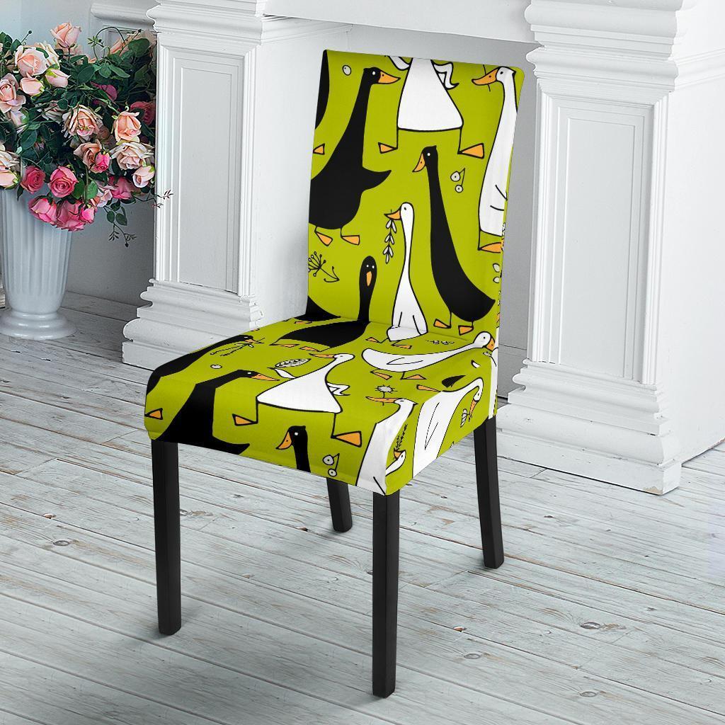 Black White Duck Mallard Pattern Prin Chair Cover-grizzshop