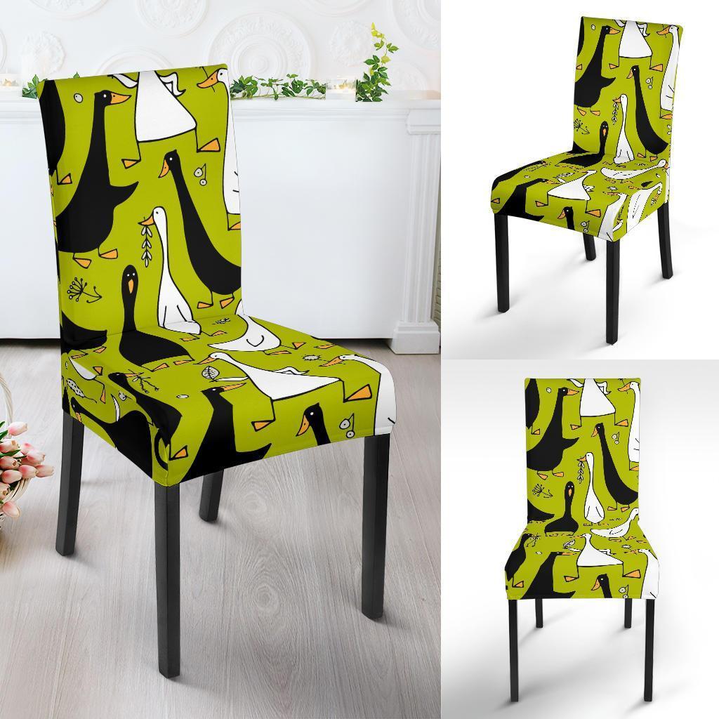 Black White Duck Mallard Pattern Prin Chair Cover-grizzshop