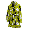 Black White Duck Mallard Pattern Print Women Long Robe-grizzshop