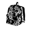 Black White Floral Print Backpack-grizzshop