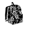 Black White Floral Print Backpack-grizzshop