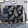 Black White Floral Print Blanket-grizzshop