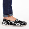 Black White Floral Print Canvas Shoes-grizzshop