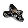 Black White Floral Print Canvas Shoes-grizzshop