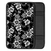 Black White Floral Print Car Console Cover-grizzshop