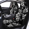 Black White Floral Print Car Seat Covers-grizzshop