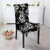 Black White Floral Print Chair Cover-grizzshop