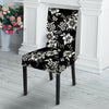 Black White Floral Print Chair Cover-grizzshop