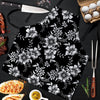 Black White Floral Print Men's Apron-grizzshop