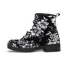 Black White Floral Print Men's Boots-grizzshop