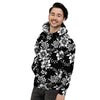 Black White Floral Print Men's Hoodie-grizzshop