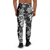 Black White Floral Print Men's Joggers-grizzshop