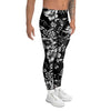 Black White Floral Print Men's Leggings-grizzshop