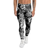 Black White Floral Print Men's Leggings-grizzshop