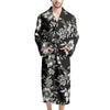 Black White Floral Print Men's Robe-grizzshop