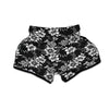 Black White Floral Print Muay Thai Boxing Shorts-grizzshop