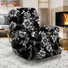 Black White Floral Print Recliner Cover-grizzshop