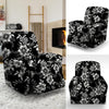 Black White Floral Print Recliner Cover-grizzshop