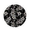 Black White Floral Print Round Rug-grizzshop