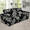 Black White Floral Print Sofa Cover-grizzshop