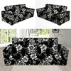 Black White Floral Print Sofa Cover-grizzshop