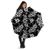 Black White Floral Print Umbrella-grizzshop