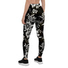 Black White Floral Print Women's Leggings-grizzshop