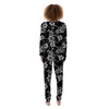 Black White Floral Print Women's Pajamas-grizzshop