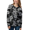 Black White Floral Print Women's Sweatshirt-grizzshop