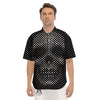 Black White Polka Dots Skull Print Men's Short Sleeve Shirts-grizzshop