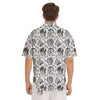 Black White Skull Helmet Rider Print Pattern Men's Short Sleeve Shirts-grizzshop