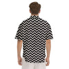 Black Zigzag Print Pattern Men's Short Sleeve Shirts-grizzshop