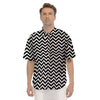 Black Zigzag Print Pattern Men's Short Sleeve Shirts-grizzshop