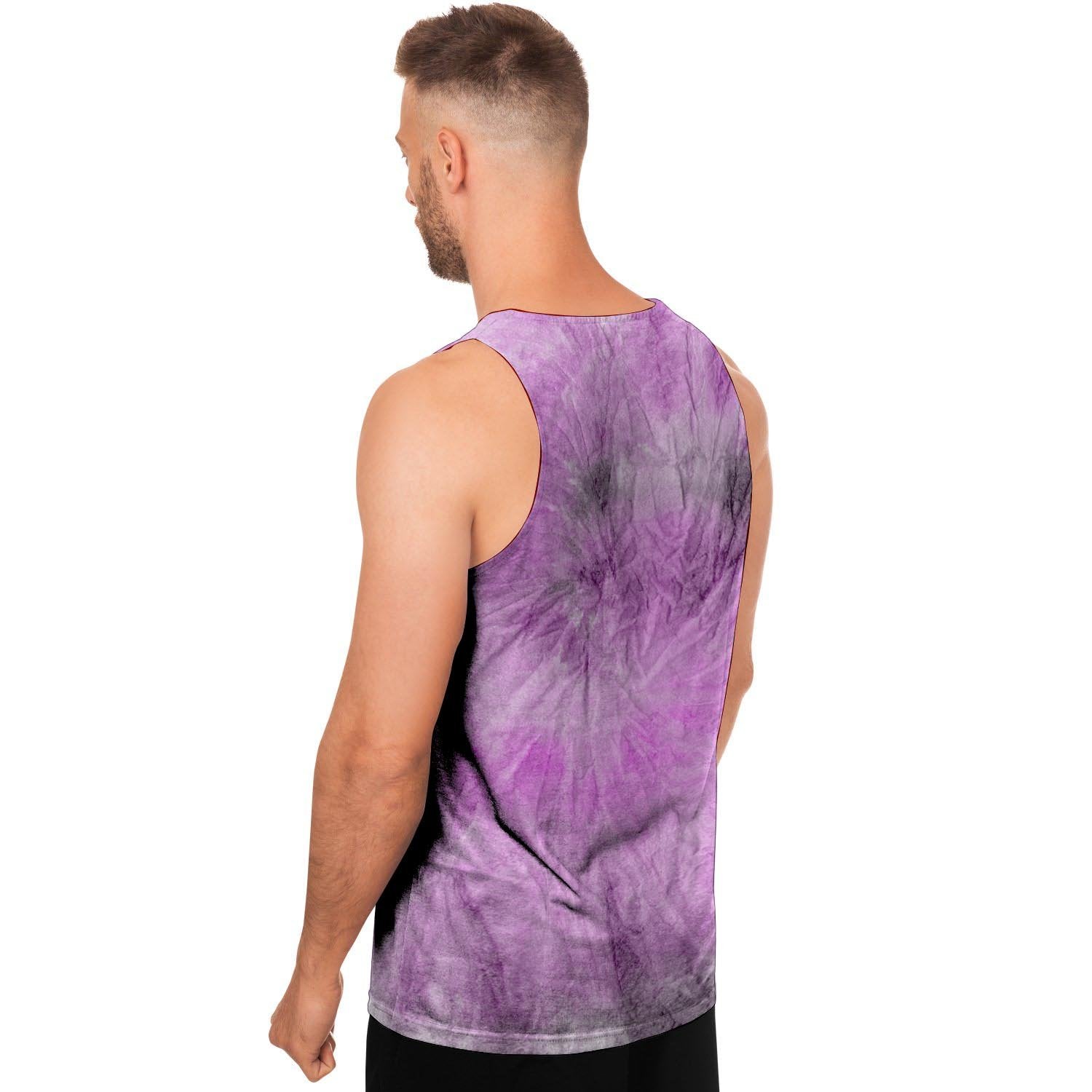 Black And Purple Tie Dye Men's Tank Tops-grizzshop
