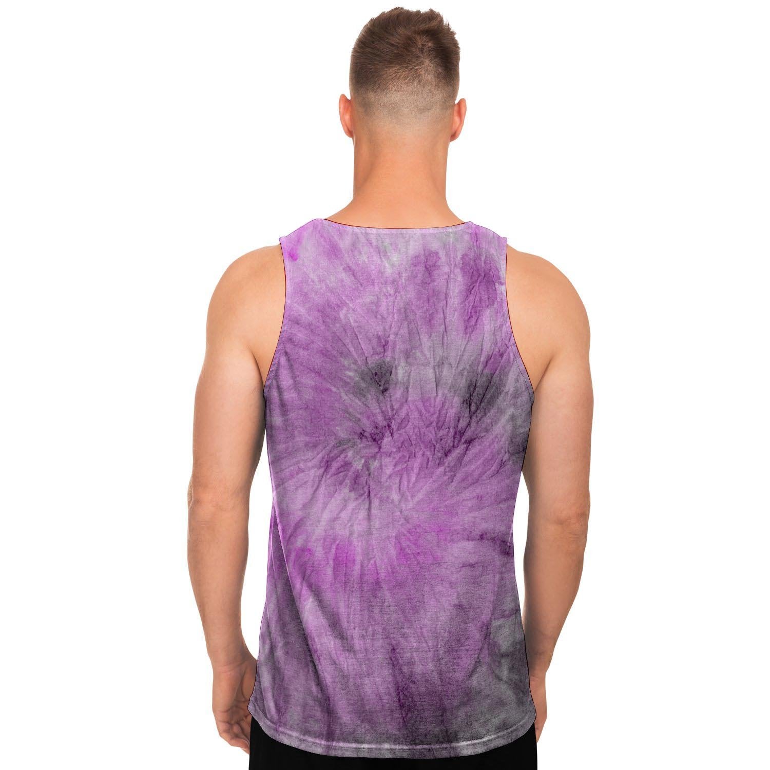 Black And Purple Tie Dye Men's Tank Tops-grizzshop