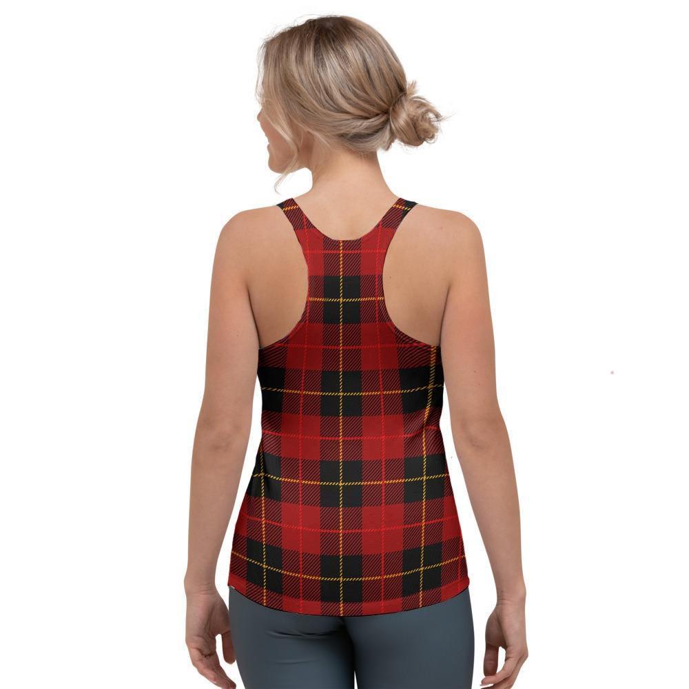 Black And Red Plaid Tartan Women's Racerback Tank Top-grizzshop
