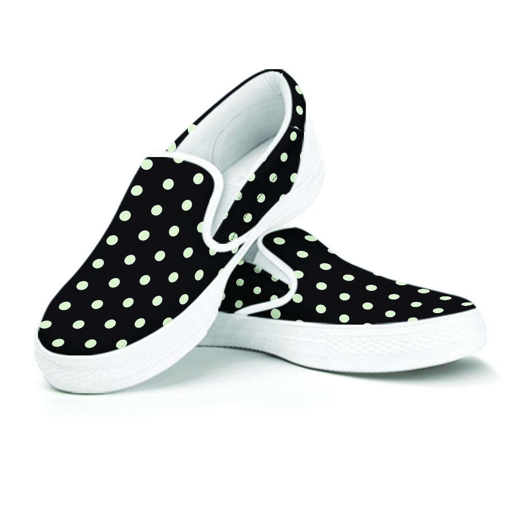 Black And White Polka Dot Men's Slip On Sneakers-grizzshop