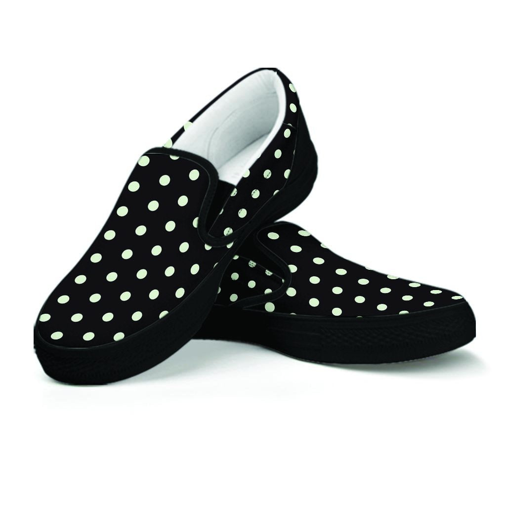 Black And White Polka Dot Men's Slip On Sneakers-grizzshop