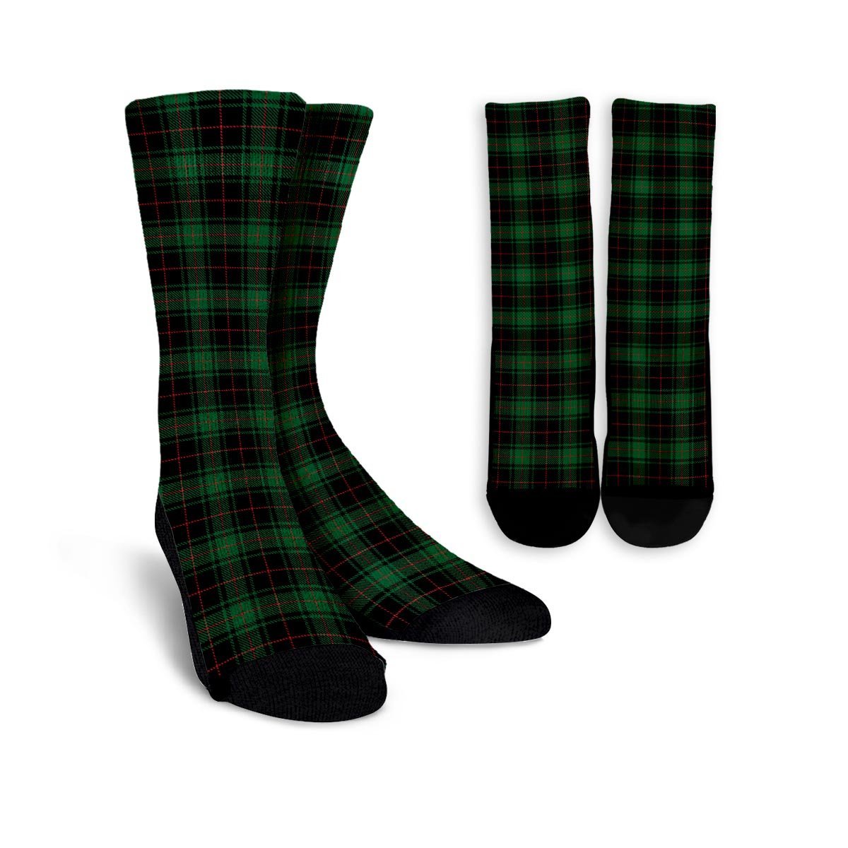 Black Green Plaid Tartan Unisex Socks-grizzshop