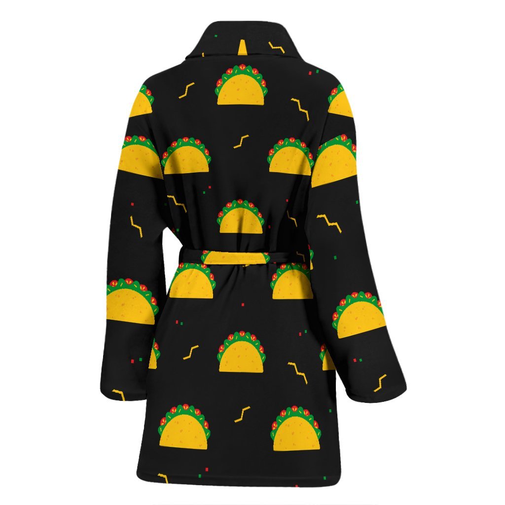 Black Taco Pattern Print Women Long Robe-grizzshop