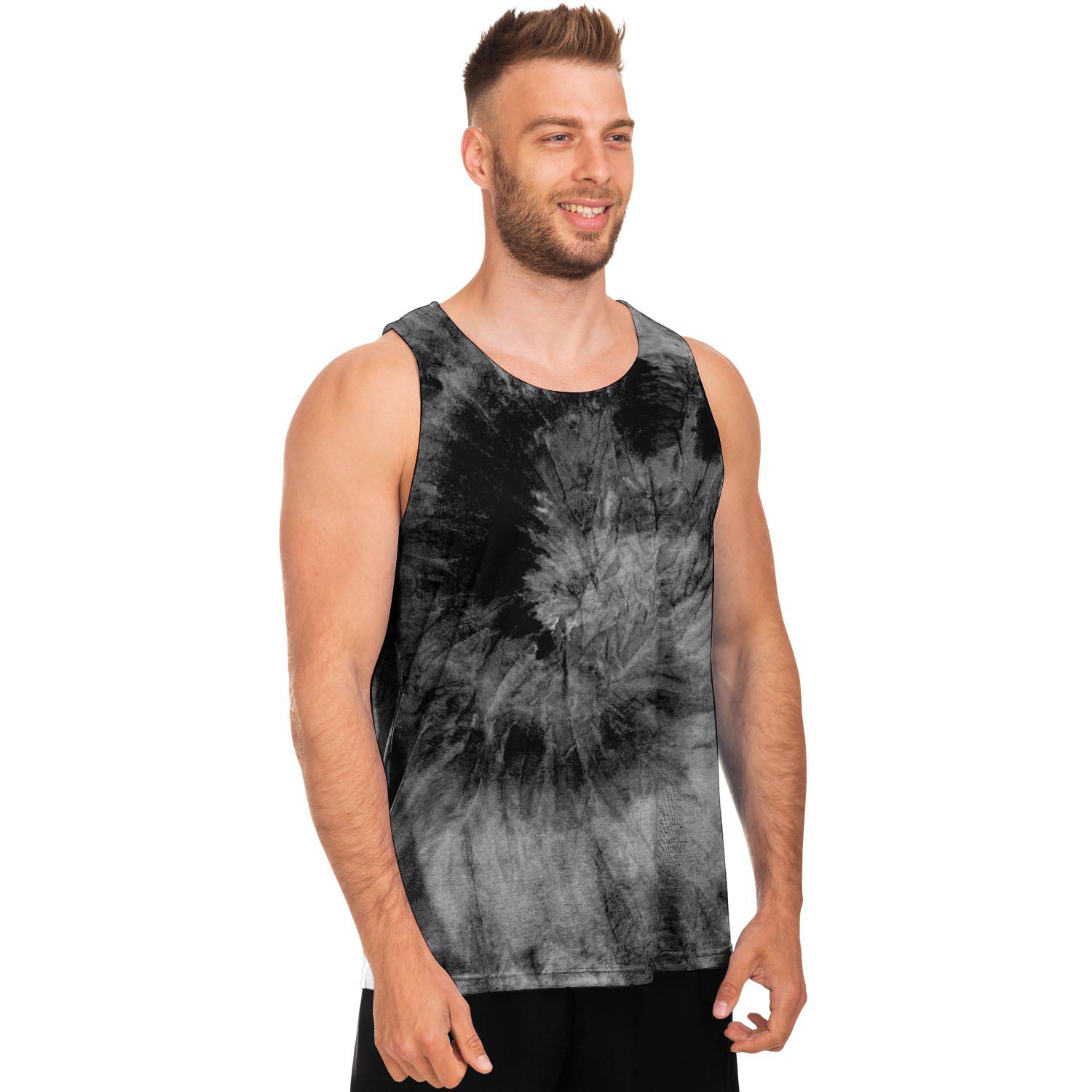 Black Tie Dye Men's Tank Tops-grizzshop