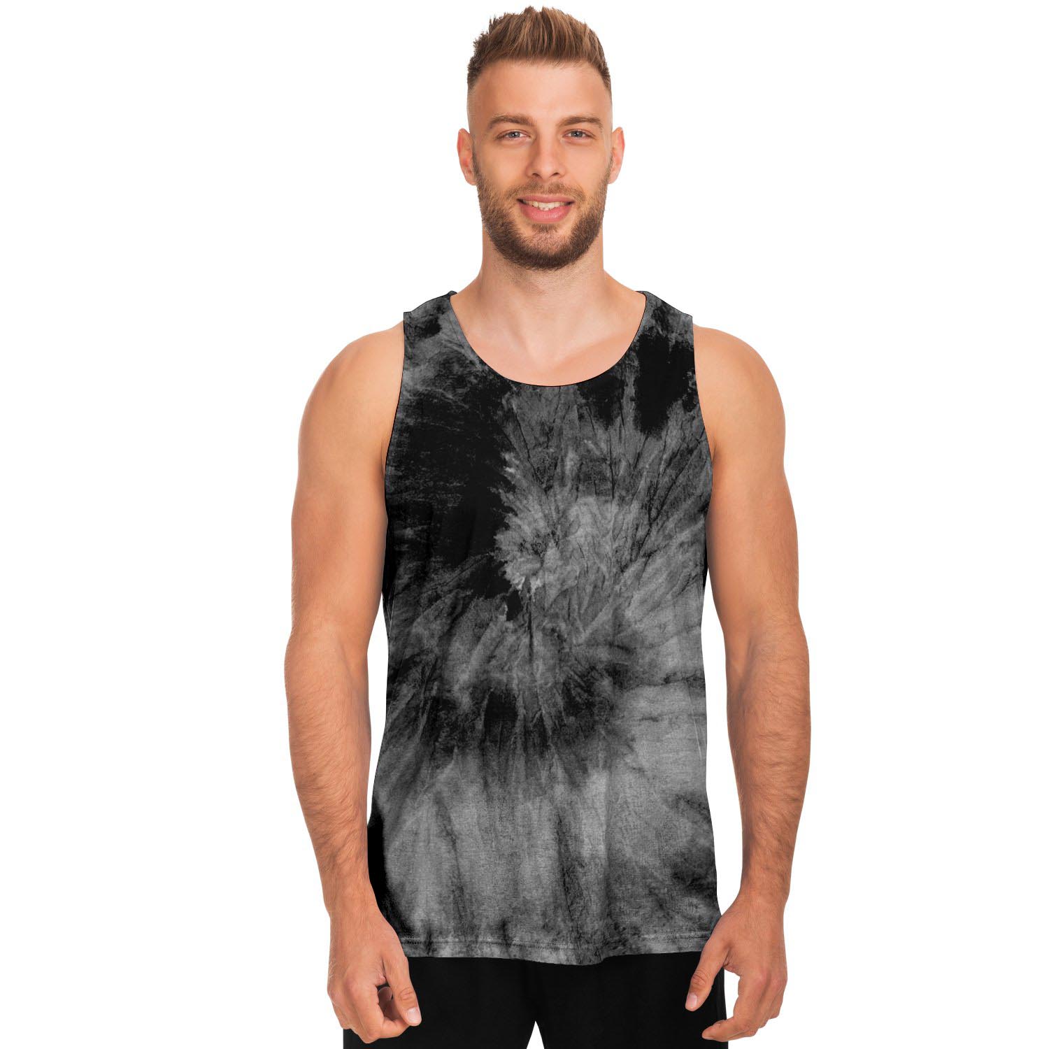 Black Tie Dye Men's Tank Tops-grizzshop