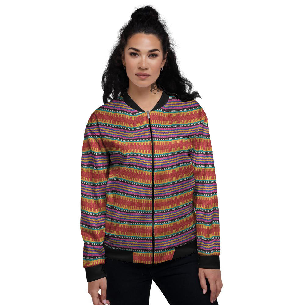 Blanket Ethnic Mexican Print Pattern Women's Bomber Jacket-grizzshop