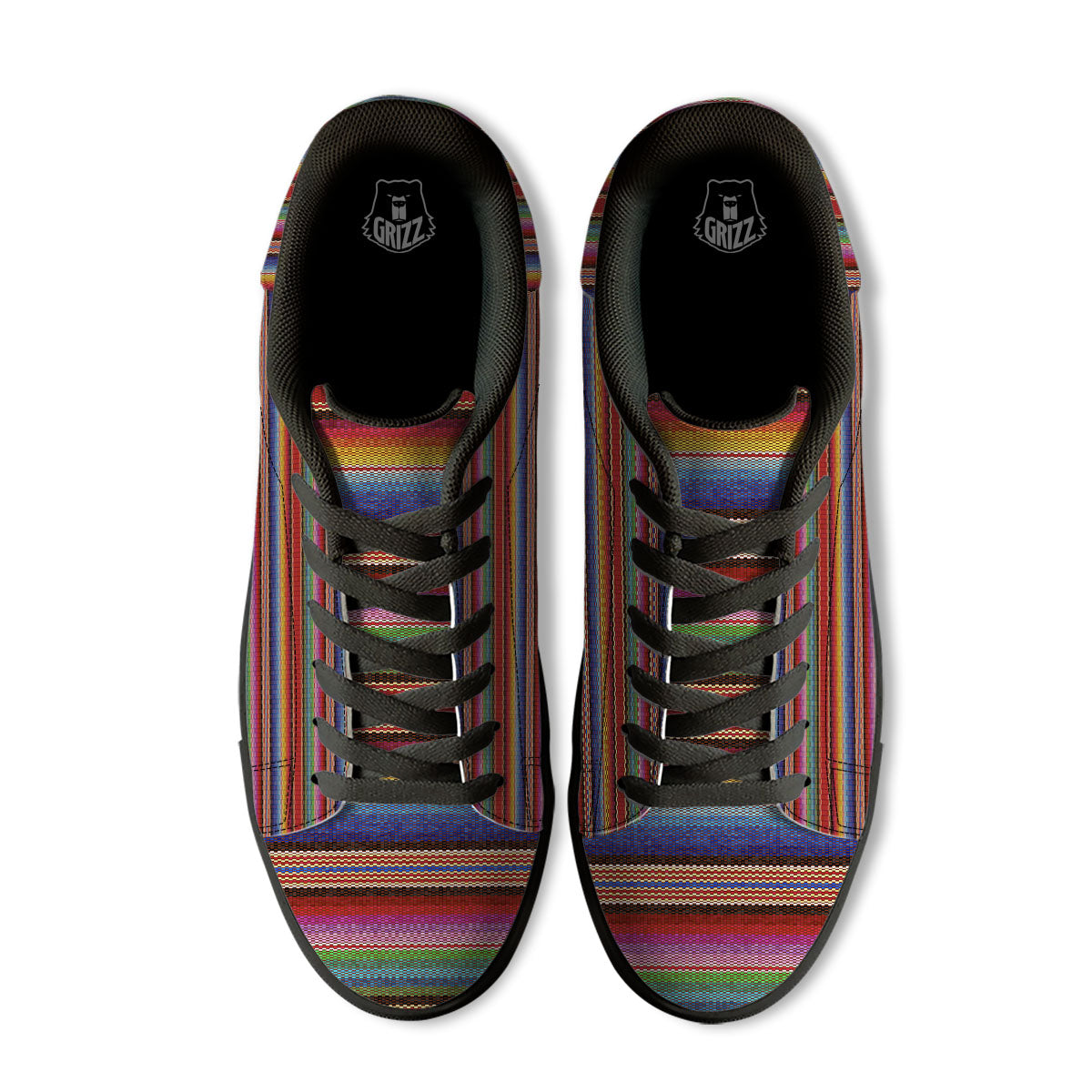 Blanket Mexican Colorful Print Pattern Black Low Top Sneakers-grizzshop